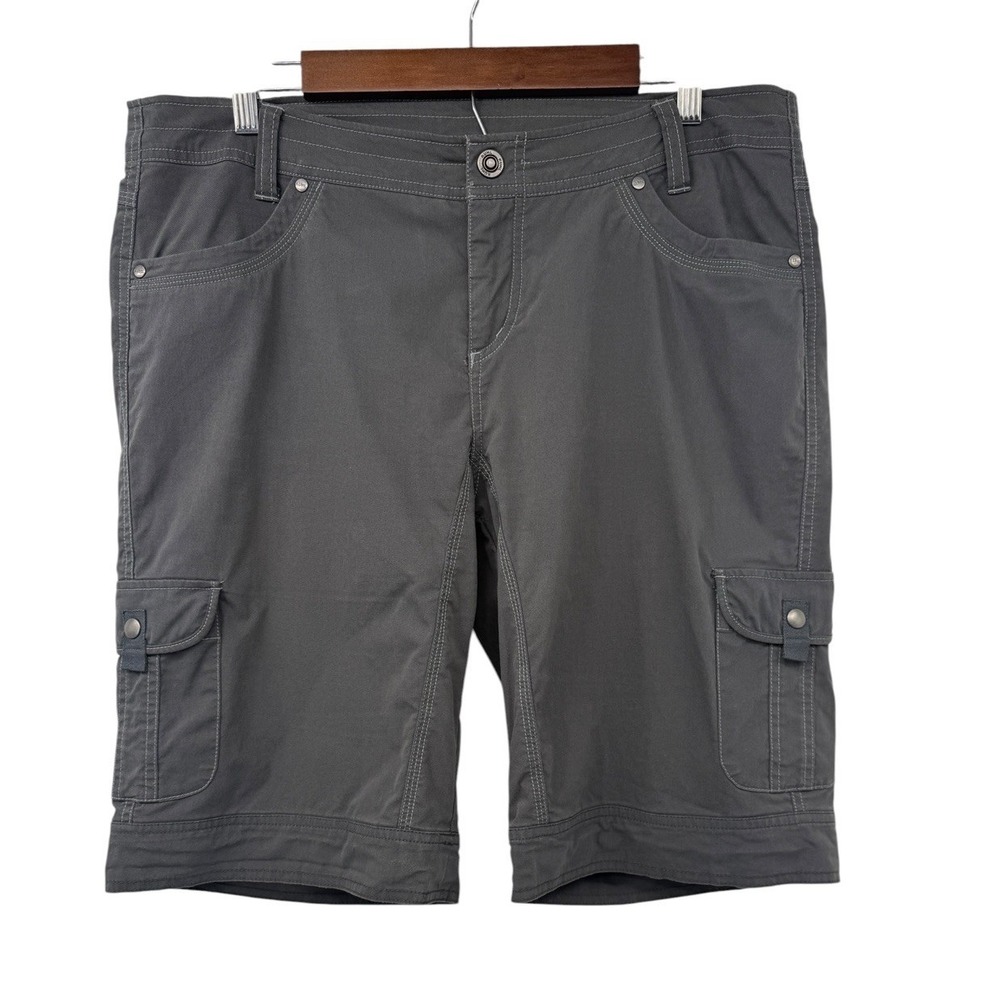 Kuhl Gray Cargo Shorts Women 14 Hiking Trail Outdoor Utility Stretch Bermuda 17S